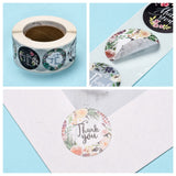 Globleland 1 Inch Thank You Stickers, Self-Adhesive Kraft Paper Gift Tag Stickers, Adhesive Labels, for Festival, Christmas, Holiday Presents, with Word Thank You, Colorful, Sticker: 25mm, 500pcs/roll, 3Roll/Set