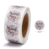 Globleland 1 Inch Thank You Stickers, Self-Adhesive Kraft Paper Gift Tag Stickers, Adhesive Labels, for Festival, Christmas, Holiday Presents, with Word Thank You, Colorful, Sticker: 25mm, 500pcs/roll, 3Roll/Set