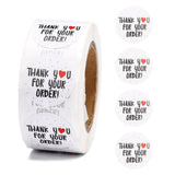 Globleland 1 Inch Thank You Stickers, Self-Adhesive Kraft Paper Gift Tag Stickers, Adhesive Labels, for Presents, Packing Bags, with Word Thank you For your ORDER, White, Sticker: 25mm, about 500pcs/roll, 2roll/set
