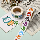 Globleland Self-Adhesive Paper Gift Tag Stickers, Adhesive Labels, for Festive, Hoilday, Wedding Presents, Paw Print, Colorful, Sticker: 25x26mm, about 500pcs/roll