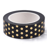 Globleland Foil Masking Tapes, DIY Scrapbook Decorative Paper Tapes, Adhesive Tapes, for Craft and Gifts, Polka Dot, Black, 15mm, 10m/roll