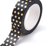 Globleland Foil Masking Tapes, DIY Scrapbook Decorative Paper Tapes, Adhesive Tapes, for Craft and Gifts, Polka Dot, Black, 15mm, 10m/roll