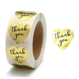 Globleland 1 Inch Thank You Stickers, Self-Adhesive Kraft Paper Gift Tag Stickers, Adhesive Labels, Heart Shape, Gold, Heart: 25x25mm, 500pcs/roll, 5Roll/Set