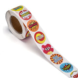 Globleland Teacher Reward Motivational Stickers for Kids, 8 Different Designs Roll Adhesive Sticker, for Teacher Classroom, Word, 25mm, about 500pcs/roll, 5Roll/Set