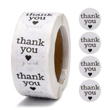 Globleland 1 Inch Thank You Stickers, Adhesive Roll Sticker Labels, for Envelopes, Bubble Mailers and Bags, White, 25mm, about 500pcs/roll, 5rolls/set