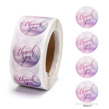 Globleland 1 Inch Thank You Stickers, Adhesive Roll Sticker Labels, for Envelopes, Bubble Mailers and Bags, Purple, 25mm, about 500pcs/roll