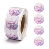 Globleland 1 Inch Thank You Stickers, Adhesive Roll Sticker Labels, for Envelopes, Bubble Mailers and Bags, Purple, 25mm, about 500pcs/roll