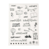 Globleland TPR Words Transparent Stamps, for DIY Scrapbooking, Photo Album Decorative, Cards Making, Holiday Pattern, 21x15x0.3cm, Pattern: 4~74x9~94mm, 3pcs/set
