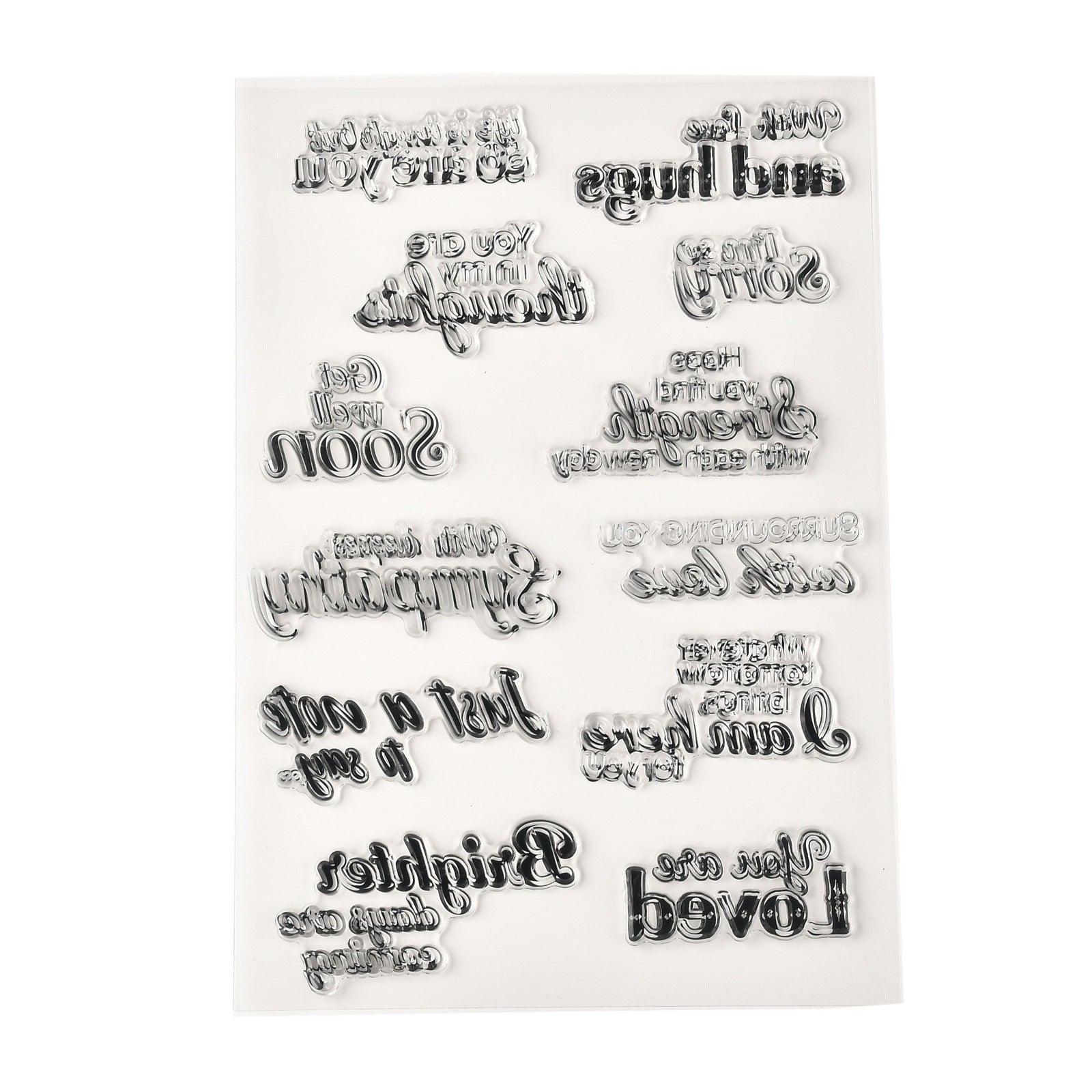 Globleland TPR Words Transparent Stamps, for DIY Scrapbooking, Photo Album Decorative, Cards Making, Word, 21x14.5x0.3cm, Pattern: 4~49x10~85mm.