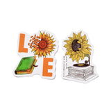 Globleland 50Pcs Cartoon Sunflower Paper Sticker Label Set, Adhesive Label Stickers, for Suitcase & Skateboard & Refigerator Decor, Orange, 25~70x32~75x0.3mm, 5bags/set