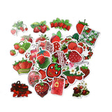 Globleland Cartoon Strawberry Paper Stickers Set, Adhesive Label Stickers, for Water Bottles, Laptop, Luggage, Cup, Computer, Mobile Phone, Skateboard, Guitar Stickers, Mixed Color, 40~73x37~75x0.3mm, 5Bag/Set