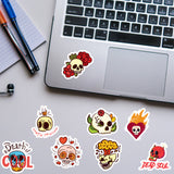 Globleland Cartoon Skull Paper Stickers Set, Adhesive Label Stickers, for Water Bottles, Laptop, Luggage, Cup, Computer, Mobile Phone, Skateboard, Guitar Stickers, Halloween Theme, Mixed Color, 41~82x30~78x0.3mm, 5Bag/Set