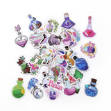Globleland Cartoon Magic Potion Paper Stickers Set, Adhesive Label Stickers, for Water Bottles, Laptop, Luggage, Cup, Computer, Mobile Phone, Skateboard, Guitar Stickers, Mixed Color, 50~75x40~55x0.3mm, 50pcs/bag, 5Bag/Set