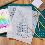 Globleland Plastic Drawing Painting Stencils Templates, Famous Buildings Theme, White, 29x21x0.02cm, 10pcs/set