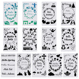 Globleland Plastic Drawing Stencil, Drawing Scale Template, For DIY Scrapbooking, 1~12 Months and Season Themes, White, 205x125x0.3mm, 13pcs/set