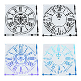 Globleland Plastic Drawing Stencil, Drawing Scale Template, For DIY Scrapbooking, Clock Pattern, Clear, 305x305x0.5mm, 4styles, 1pc/style, 4pcs/set