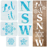 Globleland PET Hollow Painting Silhouette Stencil, DIY Drawing Template Graffiti Stencils, Square with Snowflake and Letter Pattern, Black, 12.7~20.4x15.2~16.6cm, 6pcs/set