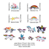 Globleland 12Pcs 5 Style Computerized Embroidery Cloth Iron On/Sew On Patches, Costume Accessories, Appliques, Rainbow & Unicorn, Mixed Color, 30~77x42~107x1.5mm