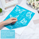 Globleland 1 Sheet Butterfly Pattern Self-Adhesive Silk Screen Printing Stencil, and 1Pcs TPU Scraper, Steel Blue, 215x280mm, 1sheet