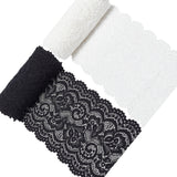 1 Bag 5 Yards 2 Rolls 4 Inch Wide Stretch Elastic Lace Ribbon White Black Floral Rose Pattern Trim Fabric for DIY Sewing Craft Costume Hat Hair Band Tablecloth Wedding Decoration Supplies