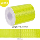 Globleland 3 Rolls Safety Mark Reflective Tape Crystal Color Lattice Reflective Film, Car Styling Self Adhesive Warning Tape, Yellow, 5cm, about 3m/roll