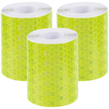 Globleland 3 Rolls Safety Mark Reflective Tape Crystal Color Lattice Reflective Film, Car Styling Self Adhesive Warning Tape, Yellow, 5cm, about 3m/roll