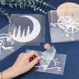 Globleland 5 Sheets 5 Styles PVC Waterproof Stickers, Window Decals, for Car Home Wall Decoration, Compass & Mountain with Sun & Moon with Tree, White, Mixed Patterns, 6.3~16x13.5~16, 1 sheet/style, 1Bag/Set