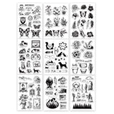 GLOBLELAND 9 Sheets Silicone Clear Stamps Seal for Card Making Decoration and DIY Scrapbooking(Owl, Butterfly, Cat, Flowers, Adventure, East)