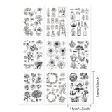 GLOBLELAND 9 Sheets Silicone Clear Stamps Seal for Card Making Decoration and DIY Scrapbooking(Ginkgo, Potted, Wish Bottle, Strawberry, Sunflower, Plant,Rose,Mushroom,Wreath)