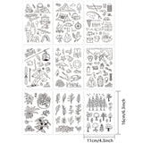 GLOBLELAND 9 Sheets Outdoor Theme Silicone Clear Stamps for Card Making Decoration and DIY Scrapbooking(Fishing, Entertainment Park, Skiing, Camping, Diving, Rock Climbing, Tree, Leaves, Succulent)