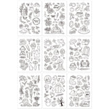 Globleland Acrylic Stamps, for DIY Scrapbooking, Photo Album Decorative, Cards Making, Stamp Sheets, Mixed Patterns, 16x11x0.3cm, 9 patterns, 1sheet/pattern, 9sheets/set
