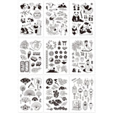 Globleland Acrylic Stamps, for DIY Scrapbooking, Photo Album Decorative, Cards Making, Stamp Sheets, Mixed Patterns, 16x11x0.3cm, 9styles, 1sheet/style, 9sheets/set
