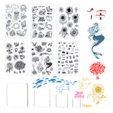 Globleland PVC Plastic Stamps, for DIY Scrapbooking, Photo Album Decorative, Cards Making, Stamp Sheets, with Acrylic Stamping Blocks Tools & Chassis, Mixed Patterns, 16x11x0.3cm, 6styles, 1sheet/style, 6sheets/set