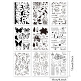 Globleland 9 Sheets 9 Style PVC Plastic Stamps, for DIY Scrapbooking, Photo Album Decorative, Cards Making, Stamp Sheets, Floral & Animal & Human & Word & Train Pattern, Mixed Patterns, 16x11x0.3cm, 1 sheet/style