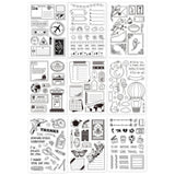 Globleland 9 Sheets 9 Style PVC Plastic Stamps, for DIY Scrapbooking, Photo Album Decorative, Cards Making, Stamp Sheets, Letter & Elephant Pattern, Mixed Patterns, 16x11x0.3cm, 1 sheet/style