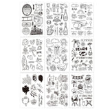 Globleland 9 Sheets 9 Style PVC Plastic Stamps, for DIY Scrapbooking, Photo Album Decorative, Cards Making, Stamp Sheets, Mixed Patterns, 16x11x0.3cm, 1 sheet/style