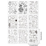 Globleland 9 sheets 9 style PVC Plastic Stamps, for DIY Scrapbooking, Photo Album Decorative, Cards Making, Stamp Sheets, Food Pattern, 16x11x0.3cm, 1 sheet/style