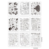 Globleland 9 Sheets 9 Style PVC Plastic Stamps, for DIY Scrapbooking, Photo Album Decorative, Cards Making, Stamp Sheets, Mixed Patterns, 16x11x0.3cm, 1sheet/style
