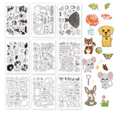 Globleland 9 Sheets 9 Style PVC Plastic Stamps, for DIY Scrapbooking, Photo Album Decorative, Cards Making, Stamp Sheets, Mixed Patterns, 16x11x0.3cm, 1sheet/style