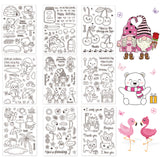 Globleland 9 Sheets 9 Style PVC Plastic Stamps, for DIY Scrapbooking, Photo Album Decorative, Cards Making, Stamp Sheets, Mixed Patterns, 16x11x0.3cm