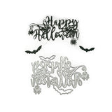 Globleland Word Happy Halloween Frame Carbon Steel Cutting Dies Stencils, for DIY Scrapbooking/Photo Album, Decorative Embossing DIY Paper Card, Matte Platinum Color, 10.8x7x0.08cm, 5pcs/set
