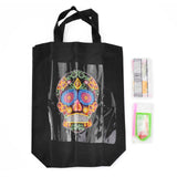 Globleland DIY Diamond Painting Handbag Art Kits, Reusable Shopping Tote Cloth Bag, for Woman Home Organizer Craft, Skull Pattern, Black, 55.5x39x9.4cm, 2Set/Pack