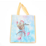 Globleland DIY Diamond Painting Handbag Art Kits, Reusable Shopping Tote Cloth Bag, for Woman Home Organizer Craft, Bicycle with Flower Pattern, Light Sky Blue, 53.5x29.3x10cm, 2pcs/Set, 2Set/Pack