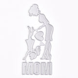 Globleland Mother's Day Theme, Frame Metal Cutting Dies Stencils, for DIY Scrapbooking/Photo Album, Decorative Embossing DIY Paper Card, Woman & Daughter & Word Mom, Matte Platinum Color, 119x49x0.8mm, 5pcs/set
