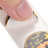 Globleland Halloween Self-Adhesive Paper Gift Tag Stickers, Flat Round with Pumpkin, Black, 2.5cm, about 500pcs/roll, 2rolls/set