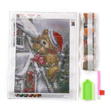 Globleland Christmas Theme DIY Diamond Painting Canvas Kits for Kids, Including Canvas Picture, Resin Rhinestone, Plastic Tray Plate, Diamond Sticky Pen and Square Glue Clay, Bear Pattern, 0.3x0.1cm, 18 Bags, 2Set/Pack
