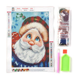 Globleland Christmas Theme DIY Diamond Painting Canvas Kits for Kids, Including Canvas Picture, Resin Rhinestone, Plastic Tray Plate, Diamond Sticky Pen and Square Glue Clay, Santa Claus Pattern, 0.3x0.1cm, 24 bags, 2Set/Pack