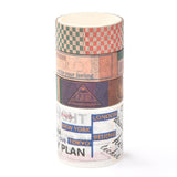 Globleland DIY Scrapbook Decorative Adhesive Tapes, Stamp Pattern, 1.5~3.5cm, about 2m/roll, 4 rolls/set