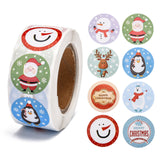 Globleland Christmas Roll Stickers, 8 Different Designs Decorative Sealing Stickers, for Christmas Party Favors, Holiday Decorations, Snowman, 25mm, about 500pcs/roll, 5Roll/Set