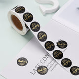 Globleland 1 Inch Thank You Adhesive Label Stickers, Decorative Sealing Stickers, for Christmas Gifts, Wedding, Party, Black, 25mm, about 500pcs/roll